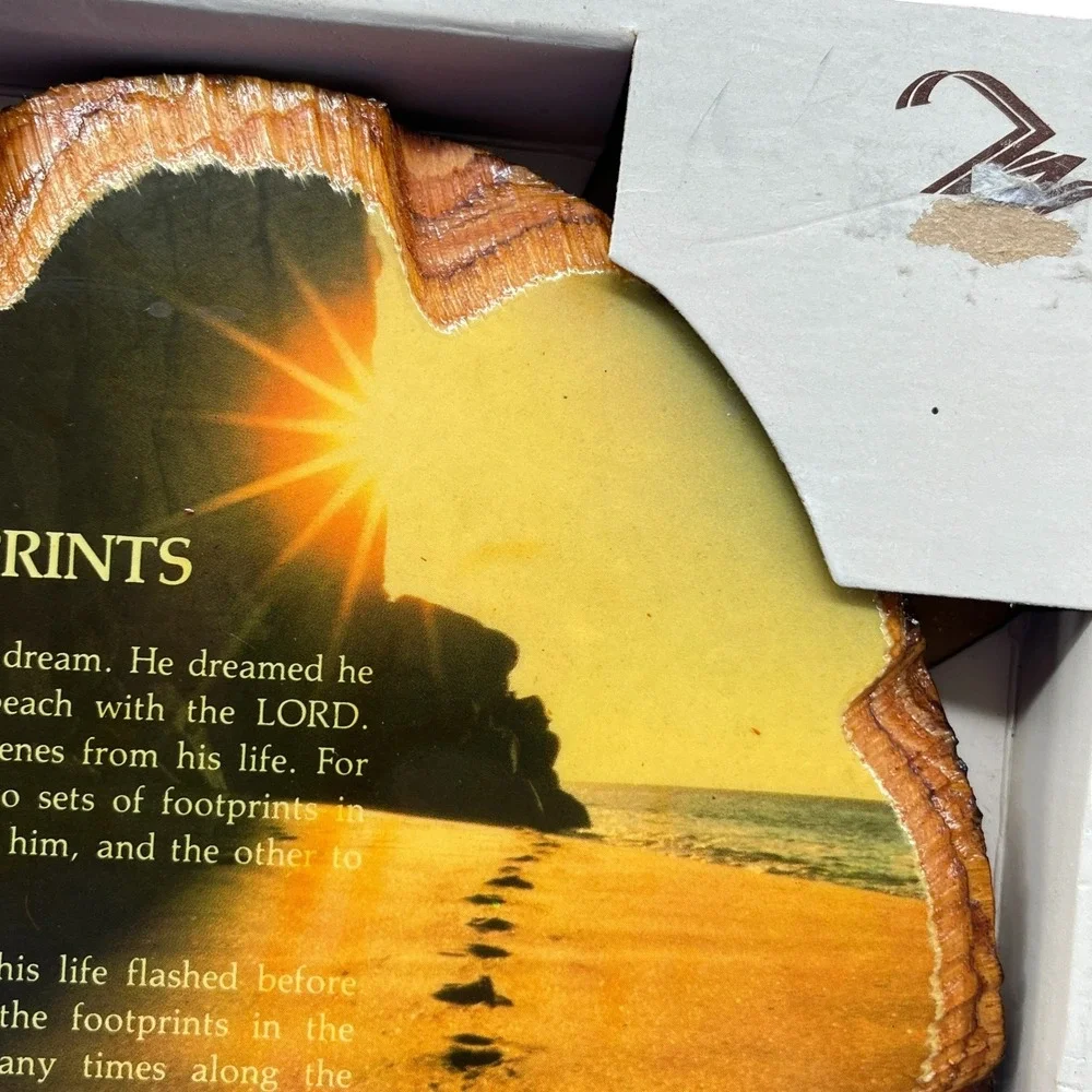 Wintermute Industries Footprints in the Sand Rustic Wood Plaque Wall Decor